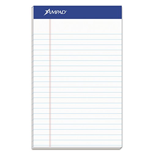 Ampad TOP20154 20-154 Evidence Recycled Perf 5x8 Medium Ruled Pads, Margin, White, 50 Sheets, Dozen