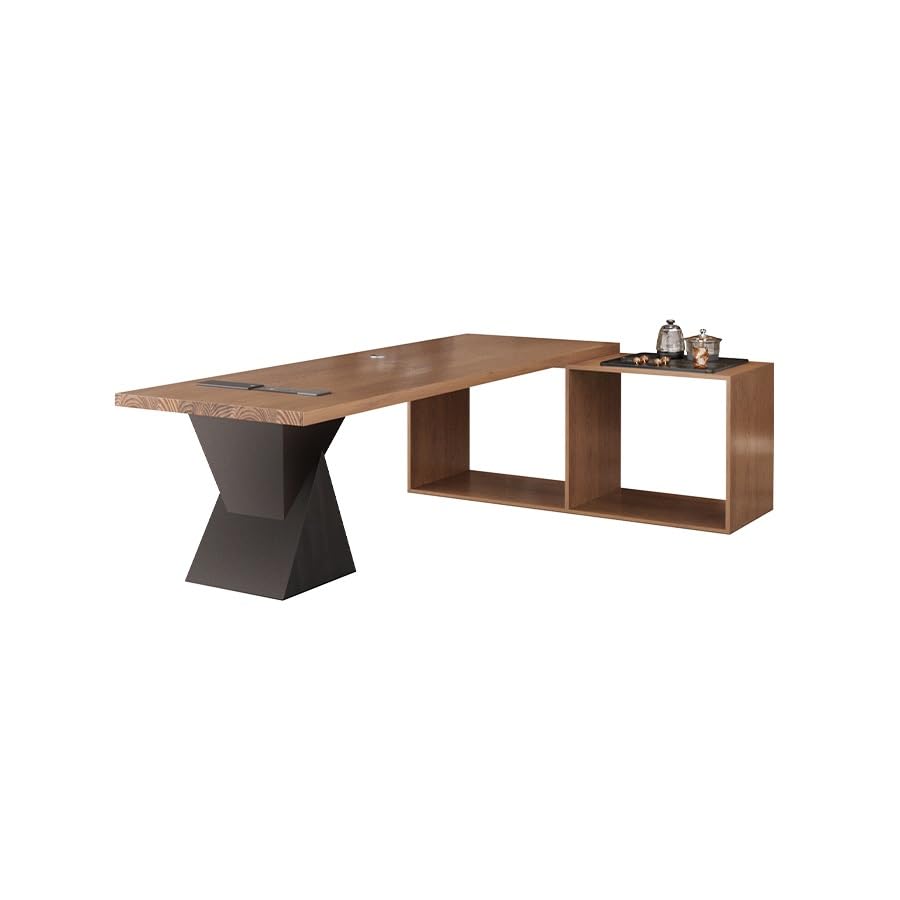 Escritorio de Juegos Moderno Muebles Chinos Sencillos de Madera Maciza, Mesa Grande con Mueble Auxiliar for té, Ideal for la Sala Estar, Oficina y for Preparar