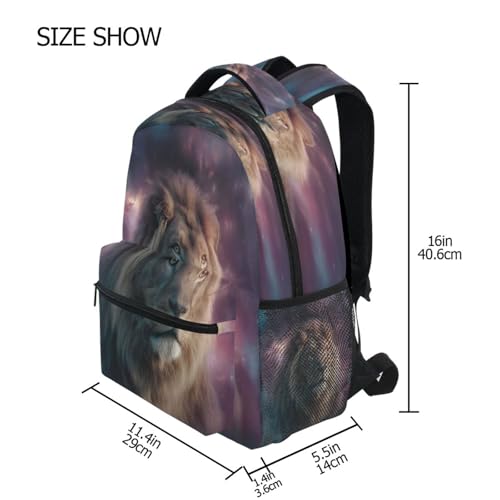 Lion Nebula Space Backpack for School Boys Girls Adults Kids Bookbag Laptop Bag 18L4