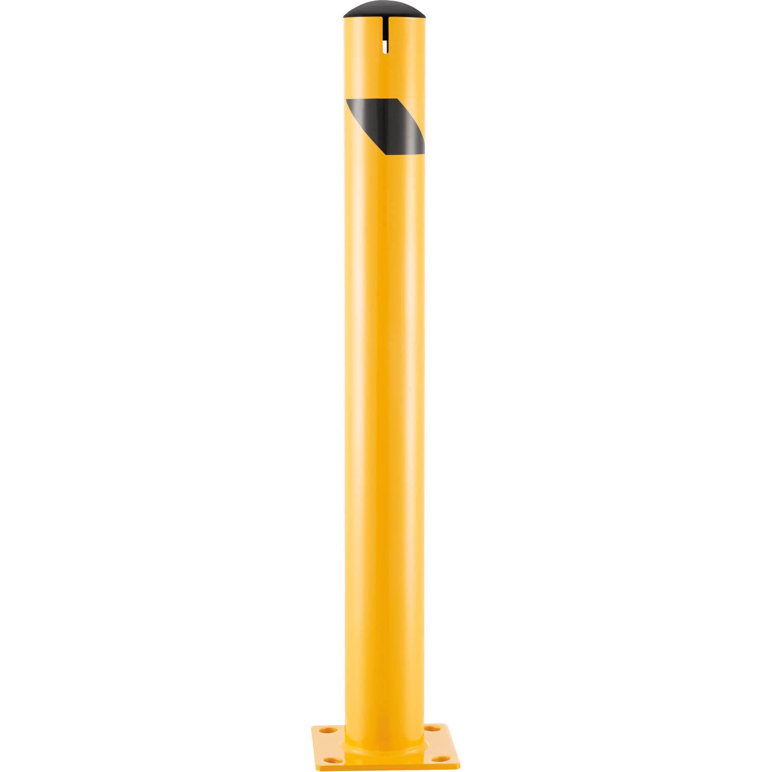 Global Industrial Steel Bollard w/Chain Slots & Removable Cap, 4-1/2"Dia. x 42"H, Yellow