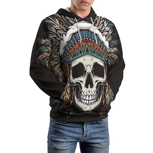 Sweat à capuche tribal UMENG : pull unisexe noir taille S - 6