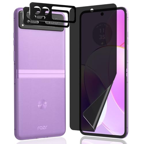 AnnhanT Protector Pantalla para Motorola Razr 40, Anti-espía TPU Motorola Razr 40 Película protectora * 1 Piezas y Motorola Razr 40 Protector de Lente de cámara * 2 - Fácil instalación