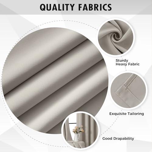 Image of MIULEE Natural Blackout Bedroom Curtains Drapes 96 Inch Long 52 inchx96 inch | Grommet Top, Room Darkening Window Drapes, Privacy Protection, Thermal Insulated, Heat Blocking, Light Blocking