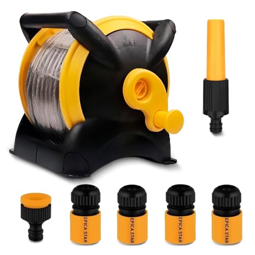 Enrolador de Mangueira, com Mangueira de Jardim 20 Metros, Suporte Mangueira, Mangueira de Jardim, Com 6 Cabeçotes Conversores