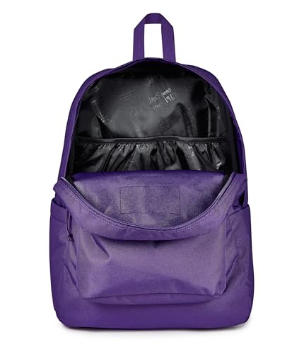 Image of JanSport SuperBreak Plus Backpack with Padded 15-inch Laptop Sleeve and Integrated Bottle Pocket - Spacious and Durable Daypack for Work and Travel, Daydream Contrast Purple /Blue /Purple /Mul