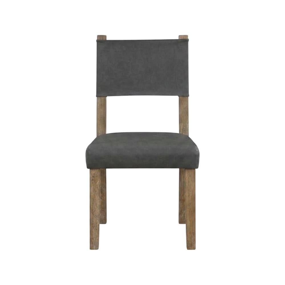 Rubberwood Side Chair with Faux Leather Seat by Starlight Canyon Home – 21 x 22 x 35.25 inches, Rubberwood, Brown