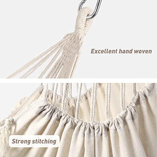Chihee Hammock Chair Hanging Swing 2 Pillows Included,Strong Webbing Straps And Hooks For Easy Hanging Soft Cotton Hanging Chair Side Pocket Tassel Chair Comfort Indoor Outdoor #TOP1