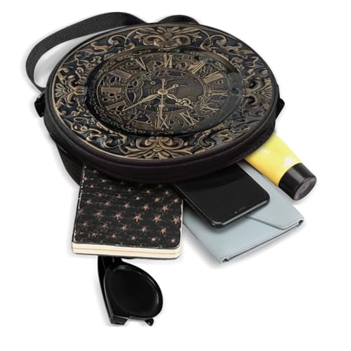 Image of Women Novelty Round Clock Shape Zippered Clock Purses for Women Tote Handbag Shoulder Bag, Gift for Mom Girlfriend