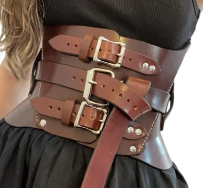 Medieval genuine Leather Women's kidney belt, larp armor, Viking belt