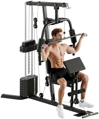 Soozier Home Gym Machine, Multifunctional Gym Equipment with 99lbs Weight Stack, Strength Training Workout Station for Back, Chest, Arms, Legs and Full Body Workout