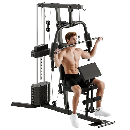 Soozier Home Gym System, Multifunction Workout Station with 100Lbs Weight Stack, 100Lbs Resistance for Full Body Workout Machine