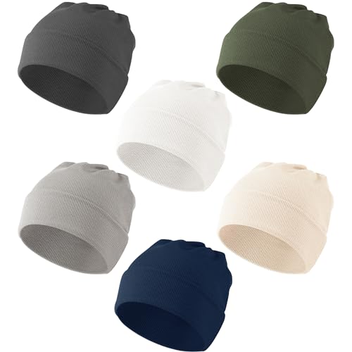 Image of Konssy 6 Pack Baby Beanie Hats for Unisex, Toddler Beanies Baby Girl Boy Hat Warm Cap for Baby, Infant, Toddler 6-24 Months
