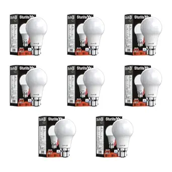 Sturlite Helo 10W LED Bulb| German Quality Certified With Advance CRI Technology| 15000 Hrs Rated Life and 900 Lumens Brightness| BIS and BEE Approved| B22 Base Energy Efficient Lighting - (Pack of 8)