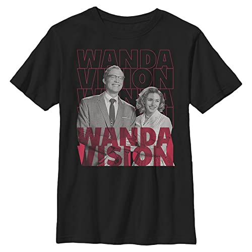 T-shirt garçon WandaVision Marvel noir en coton premium col rond enfant XS