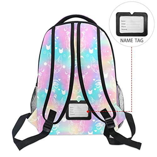 Mochila de computadora escolar con estampado de gatos de moda 6