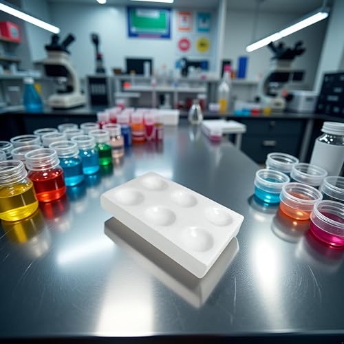 Opemg Weißer Porzellan-Punkteller, 6 Mulden, Labor-Spotting-Reaktionsplatte, ideal für Labor-Chemikalien, Experimente, Aufbewahrung von Mikroplatten, Glaswaren und Laborgeschirr