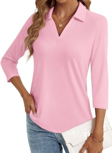 3/4 Length Sleeve Womens Tops Dressy Casual V Neck…