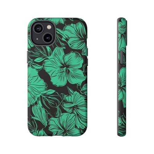 Motif floral hawaïen vert coque rigide mate iPhone 14 Plus