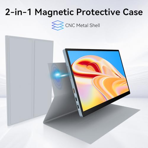 Image of 10.5 inch OLED Touchscreen Portable Monitor 2.5K 100% NTSC, 54000:1 Contrast | Mini Second Touch Display with Protect Case & Speaker, USB-C, HDMI, Small Screen for Laptop Mini PC Phone