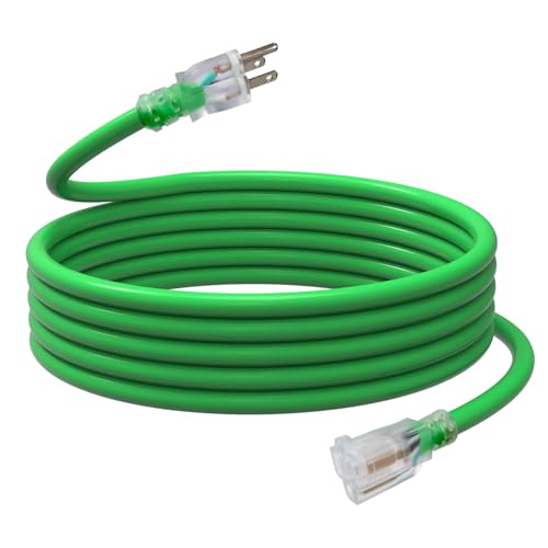 EP 15 Ft Outdoor Extension Cord, 12/3 SJTW Heavy Duty Waterproof Power Cable, 3 Prong Grounded Plug,...