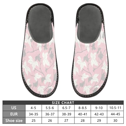 JUNZAN Pink Leaves Memory Foam Slippers for Women Men House Slippers for Bedroom Indoor4