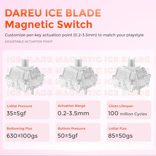 Image of DAREU COOL68 65% Pink Hall Effect Magnetic Switch Gaming Keyboard with 8000Hz Polling Rate,Rapid Trigger,Adjustable Actuation,0.1ms Latency,SOCD,Gasket Mount,PBT keaycaps,Hot swappable,RGB Light