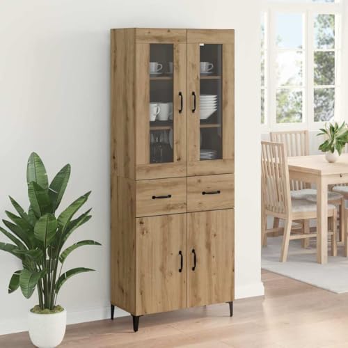 Mueble alto de roble Artisan 69,5x34x180 cm con cajón para salón y pasillo 5