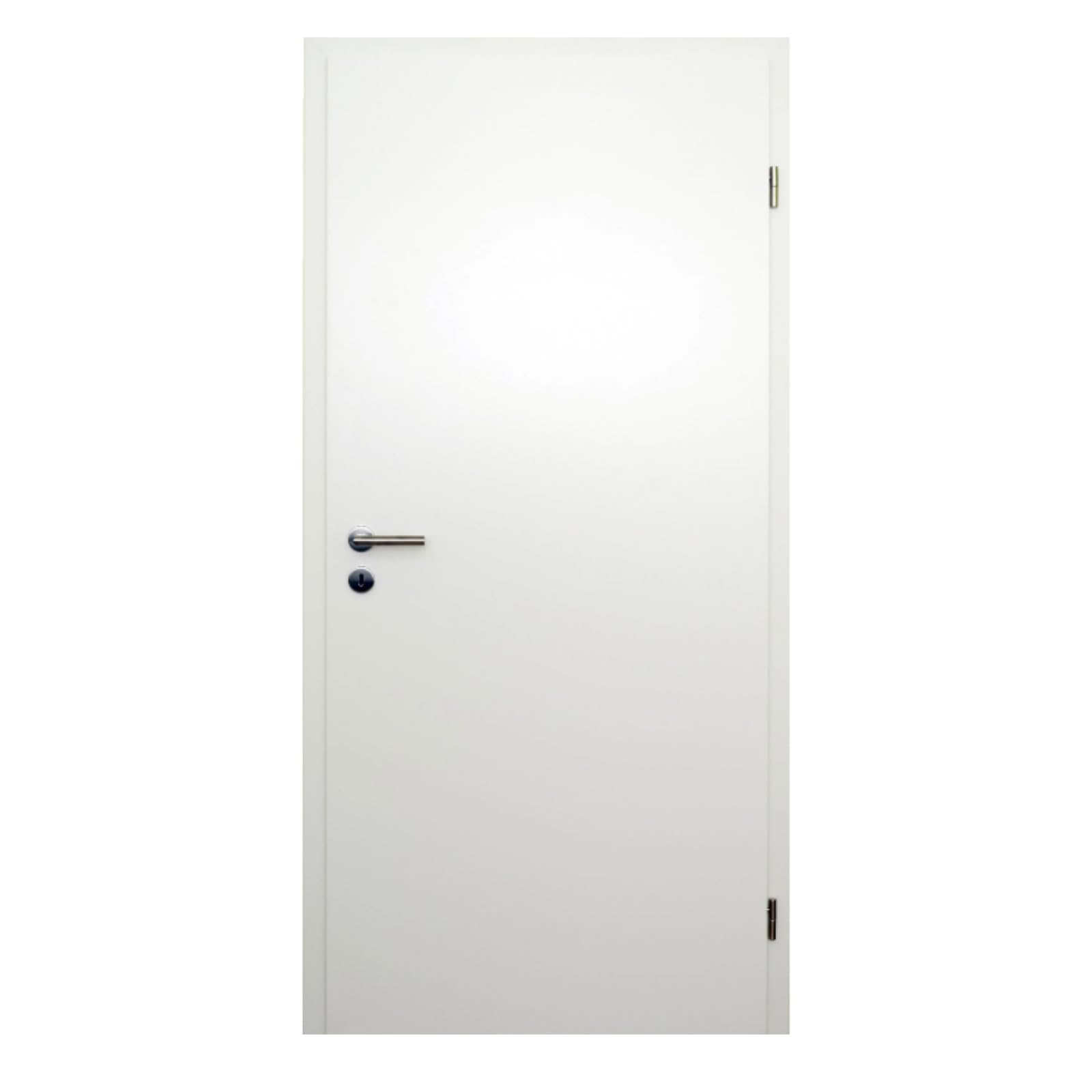 HORI Zimmertür Komplettset mit Zarge und Edelstahl Türdrücker I Innentür CPL Weiß RAL9010 I Größen und Schloss wählbar - 1985 x 735 x 330 mm - DIN Rechts