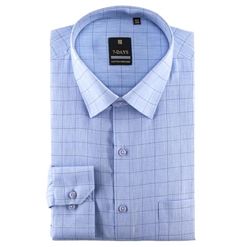 Image of 7-DAYS Men's Premium Checks Formal Shirt - Cotton Rich, Regular Fit, Full Sleeve, with Pocket, Wrinkle Resistant - Stylish Office & Everyday Wear.