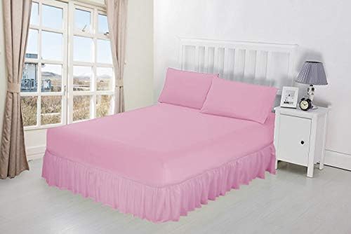 NIYS Luxury Bedding 100% Egyptian Cotton Frilled Valance Fitted Sheet In 12 Colours (Single, White)