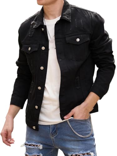 Dvbfufv Men Street Fashion Slim Denim Jacket Men Simple Casual Solid Jacket Coat