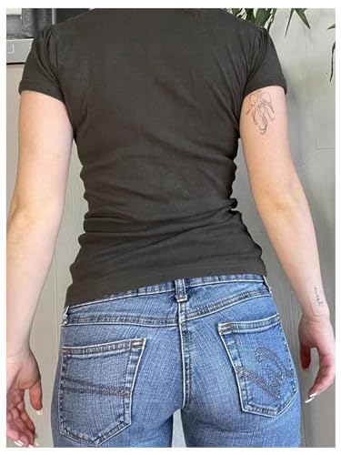 GORGLITTER Women's 3 Pack Ribbed Knit Textured Henley Shirt Sets V Neck Half Button Scoop Neck Short Sleeve Tee Tops4