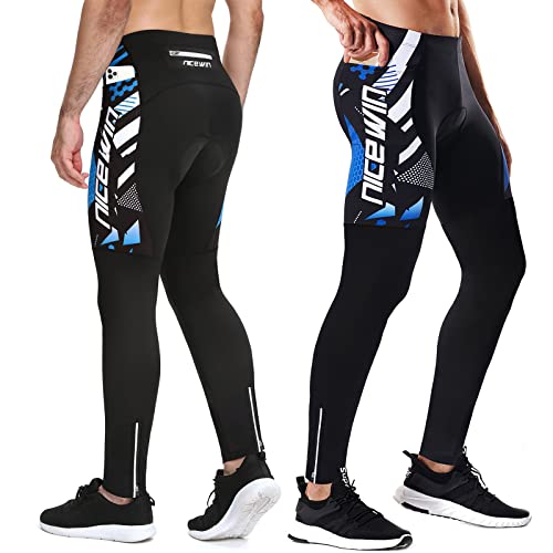 NICEWIN Pantaloni da Ciclismo Invernali Uomo Lunghi con 4D Gel Imbottito Pantaloni Bici MTB Traspirante Compression Mountain Bike Pantaloni Sportivi