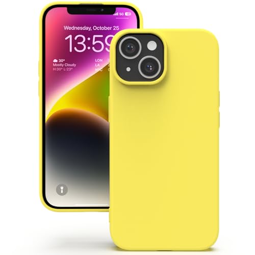 YATWIN Silicone Case for iPhone 14, Soft-Touch, Shockproof, DustProof, Antiskid Full Body Armour Phone Cover for Apple iPhone 14 - Yellow