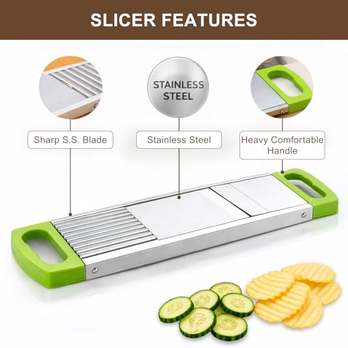 Image of Solitude Stainless Steel Potato Slicer Machine Vegetable Cutter & Potato Chips Maker for Kitchen | Lightweight Slicer for Making Plain Chips, Veg Salad, Fruits Slicing at Home & Restaurants