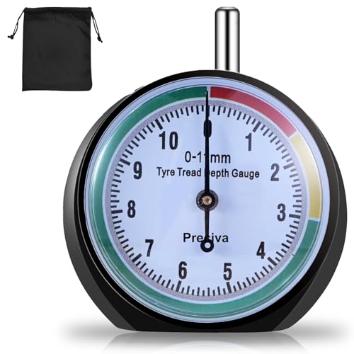 Medidor Profundidad Neumaticos, Medidor de Profundidad de Dibujo, Medidor de Profundidad, Rango de Medición 0-11 mm Medidor de Dibujo de Neumáticos Universal Codificado por Colores