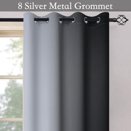 Image of SimpleHome Black to White Ombre Room Darkening Curtains 84 inches,1 Panel | Curtains for Bedroom,Thermal Insulated Grommet Gradient Drape,Light Blocking Window Curtain for Living Room,1 Panel,52Wx84L