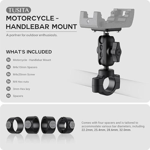 TUSITA Motorcycle Mount Compatible with Garmin Montana, Zumo XT GPS - Rail Base, Black, Short Arm - Image 2