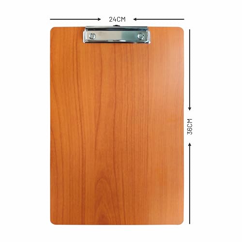Image of Anupam Duo Exam Board, 6 mm thickn Wooden Clipboards Hardboard with Low Profile Clip, Standard A4 Letter Size Wood Clip Boards for Office, School, Classroom Supplies (36x24cm, Wood Beige)