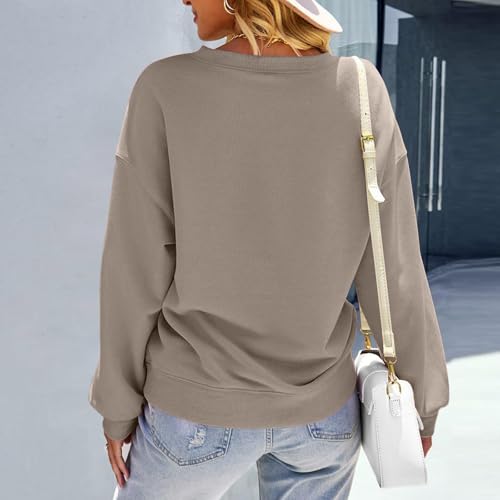 Image of Women Crew Neck Sweatshirts Fall Casual Oversized Sweat Shirts Long Sleeve Cute Preppy Sweatshirt Comfort Pullover