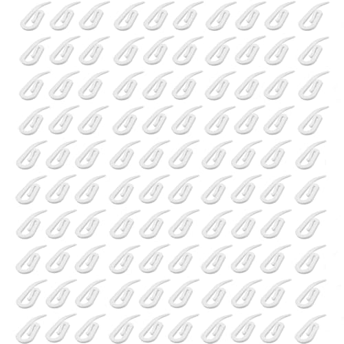 Vorhängehaken 100 Stück Weiß Kunststoff - 28x11,5mm Vorhanghaken für Schienen und Ringe - Robuste Faltenlegehaken für Fenster und Duschvorhang - Universelle Gleiter für Heim und Wohnwagen Zubehör