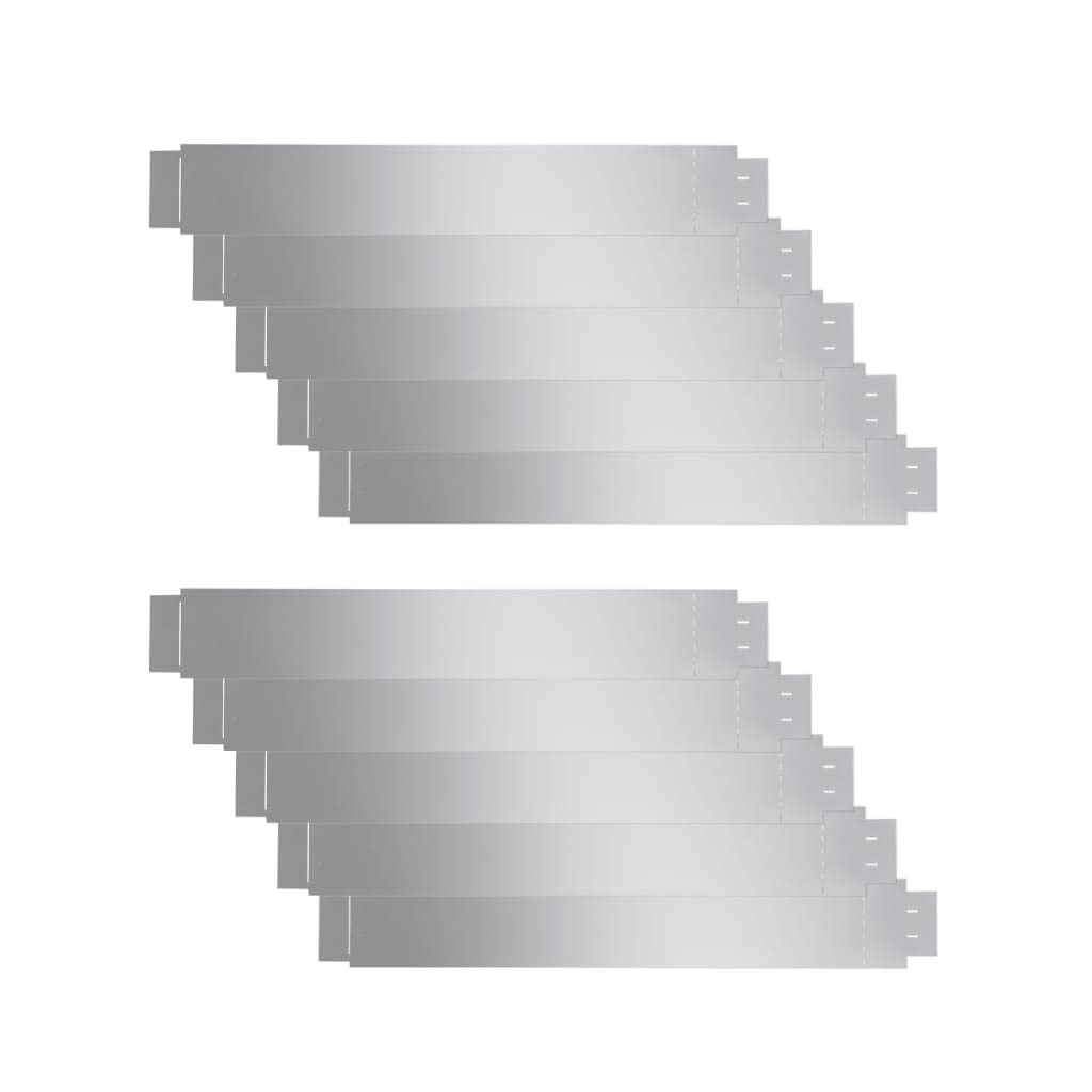 vidaXL Lawn Edgings 10 pcs 100 x 14 cm Galvanised Steel Silver