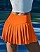 PINSPARK Tennis Skorts for Woman Golf Skirts with Shorts Underneath High Waisted Athletic Skort with Pocket A Line Skater Skirt, Orange Medium