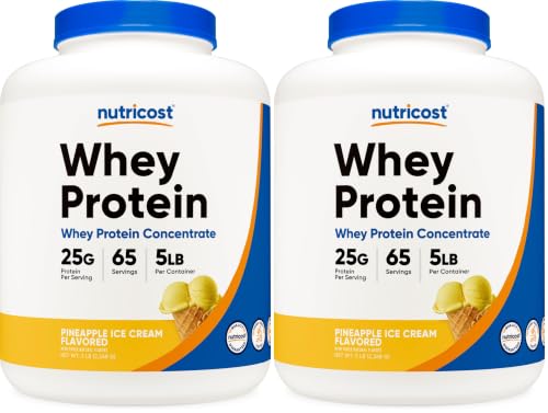 Nutricost Whey Protein Concentrate Powder (Pineapple) 5LBS, Gluten-Free (Pack of 2): retailer-supplied image