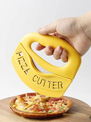 Image of P-Plus International Pizza Cutter and Serving Turner - Pizza Serving Turner - Pizza Cutter Tool - Pizza Spatula - Pizza Cutter Wheel (Set of 2)