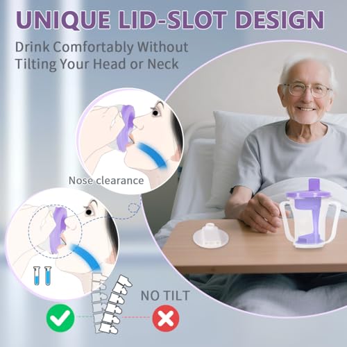 Image of Dysphagia Regulating Drinking Cup, Prevent Choking for Dysphagia /Dementia /Elderly,Dispenses 5~10cc or 10~15cc of Liquid Each time,Spill-Proof (Purple-Pack of 1 Count)