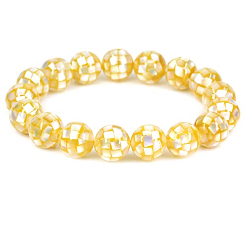 Keleny Semi Precious Stones Natural Gemstones 12mm Round Beads Crystal Stretch Bracelets 7 Inch Unisex