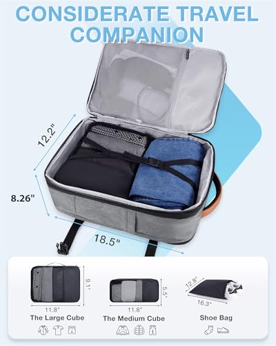 Image of BAGSMART 37L Compression Travel Backpack, Expandable arry On Backpack with Packing Cubes, Water Resistant Weekender Backpack