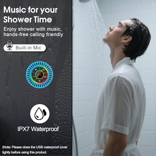 Image of Bluetooth Speaker, Shower Speaker IPX7 Waterproof, Speakers Bluetooth Wireless with Rich Bass, Portable Speaker with LED Light, Suction Cup,8H Playtime, for Bathroom Party Beach, Ideal Gifts, Blue