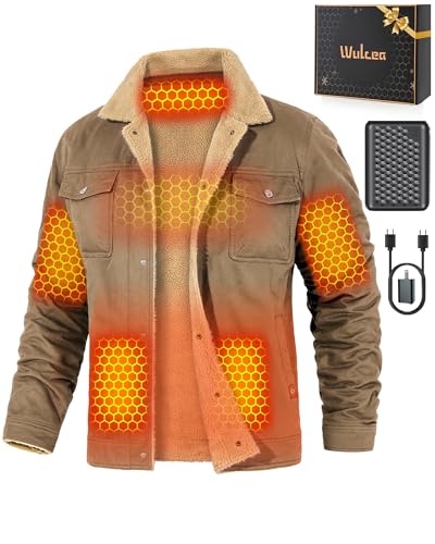 Men Heated Jacket Battery Pack Included Casual Fleece Lined Motorcycle Moto Rv Must Have Road Trip...